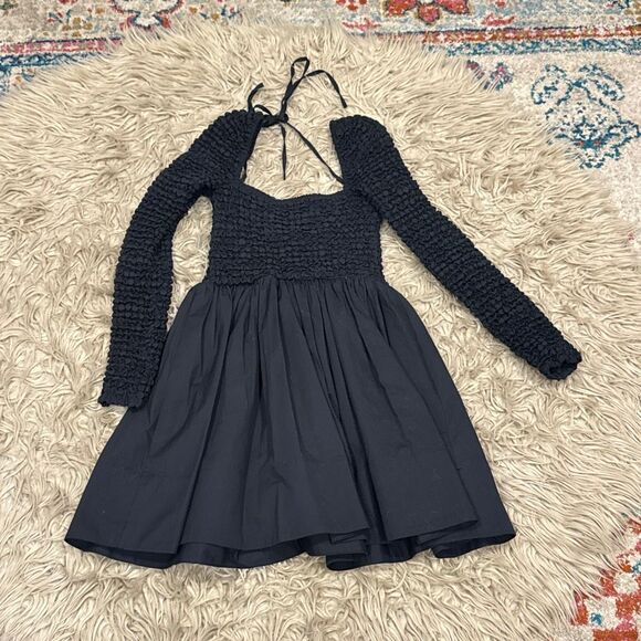 STAUD Cassidy Puckered Long-Sleeve Halter Mini Dress small - Picture 6 of 7